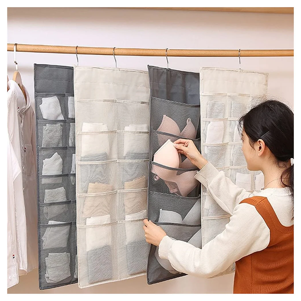 Bolso a prueba de pared Organizador de gabinete lavable con gancho de metal 30 bolsillos