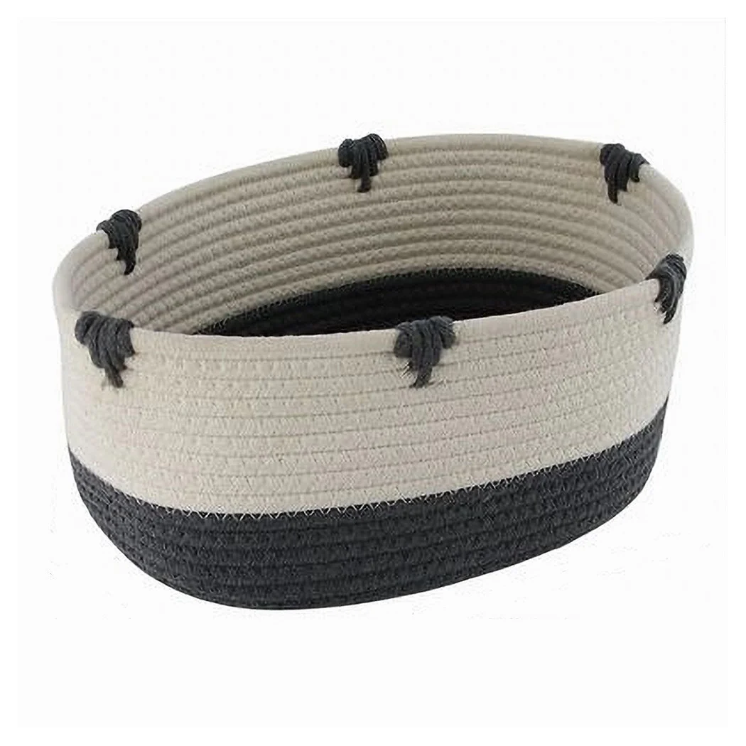 Cesta de lino de bicicleta de dos colores en tela trenzada 30x22x14cm 10664