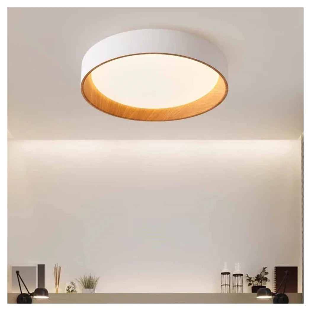 Luz de techo de techo LED 68W blanco redondo con madera clara 4000k 32798