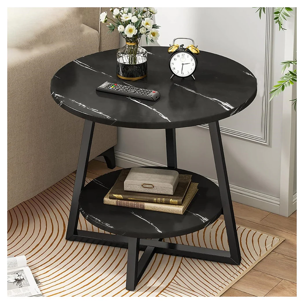 Tabla redonda de nivel superior de 2 niveles Acabado de mármol cruciformal contemporáneo