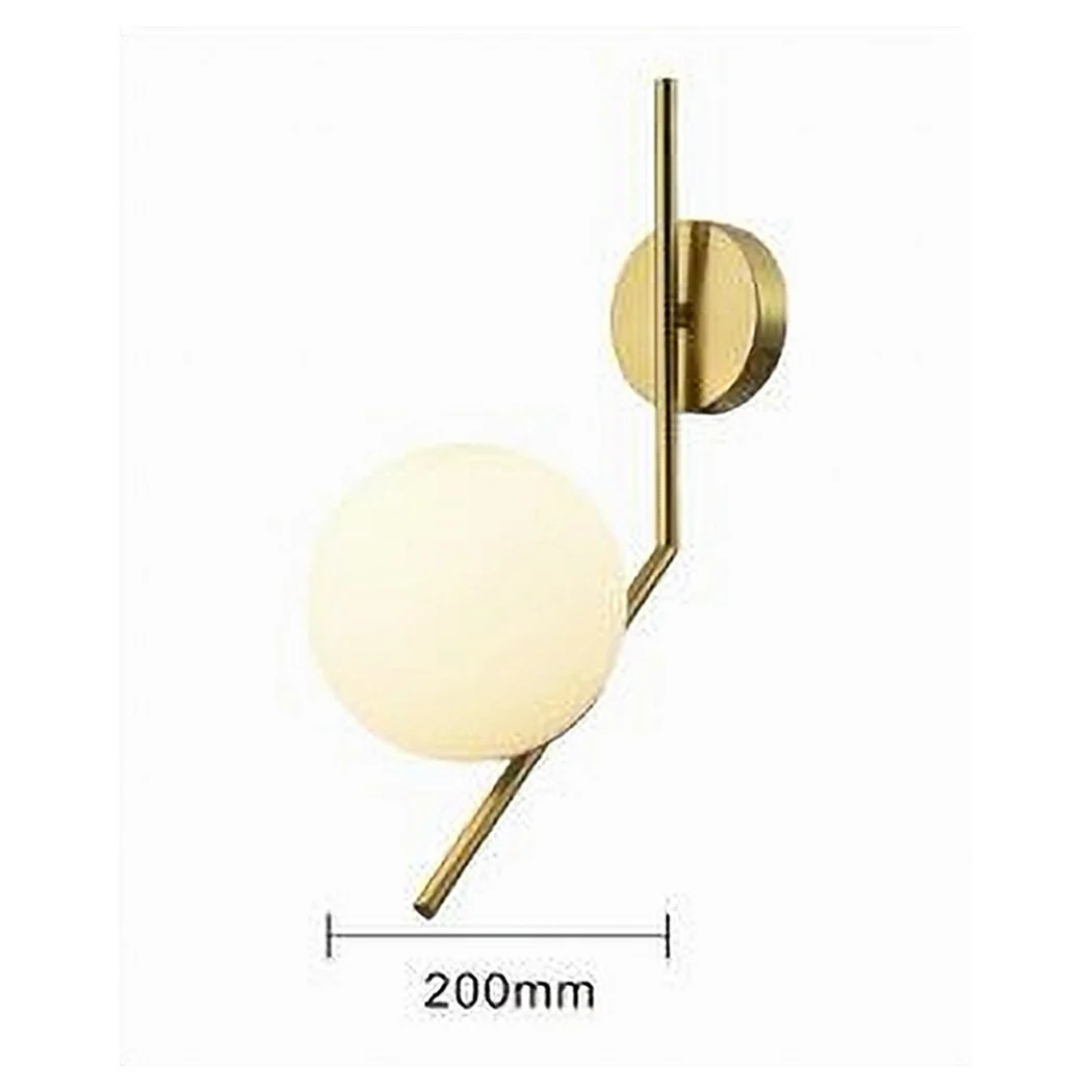 Luz de pared con bola de cristal blanco Ataque E27 Lámpara de metal de oro 32804