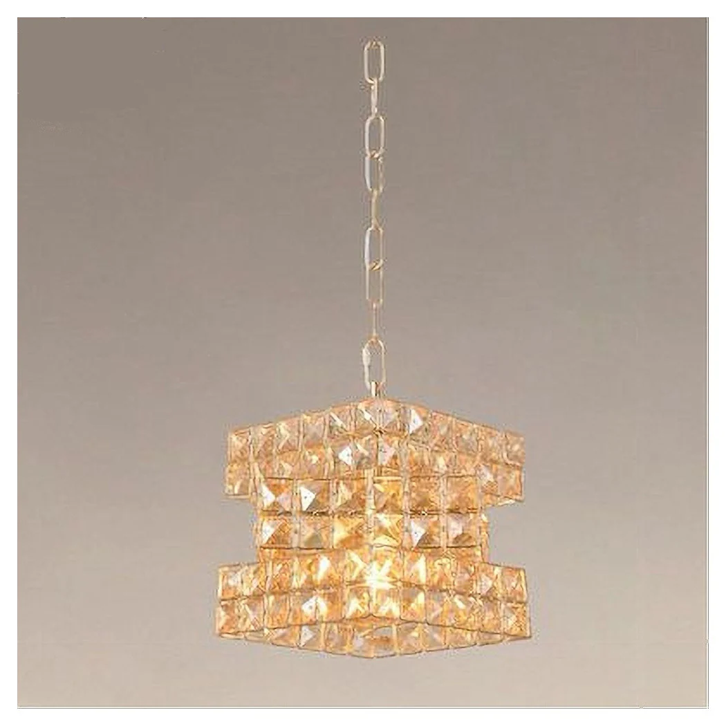 Lámpara de araña de cubo suspendida trenzada con cristales Lámpara de luz E27 Gold 32385