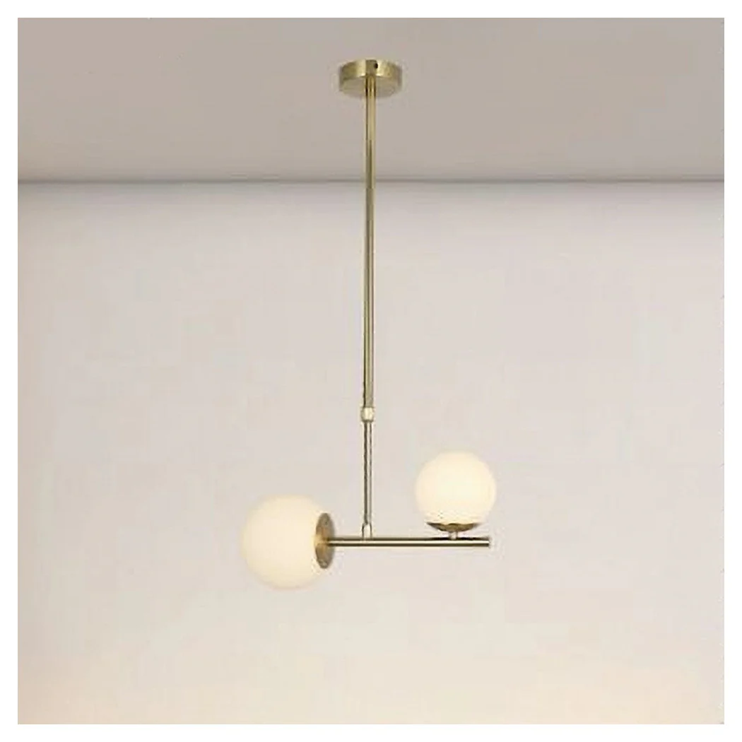 Chandelier de suspensión de oro con 2 bolas de vidrio blanco mate Attack G9 E27 33481