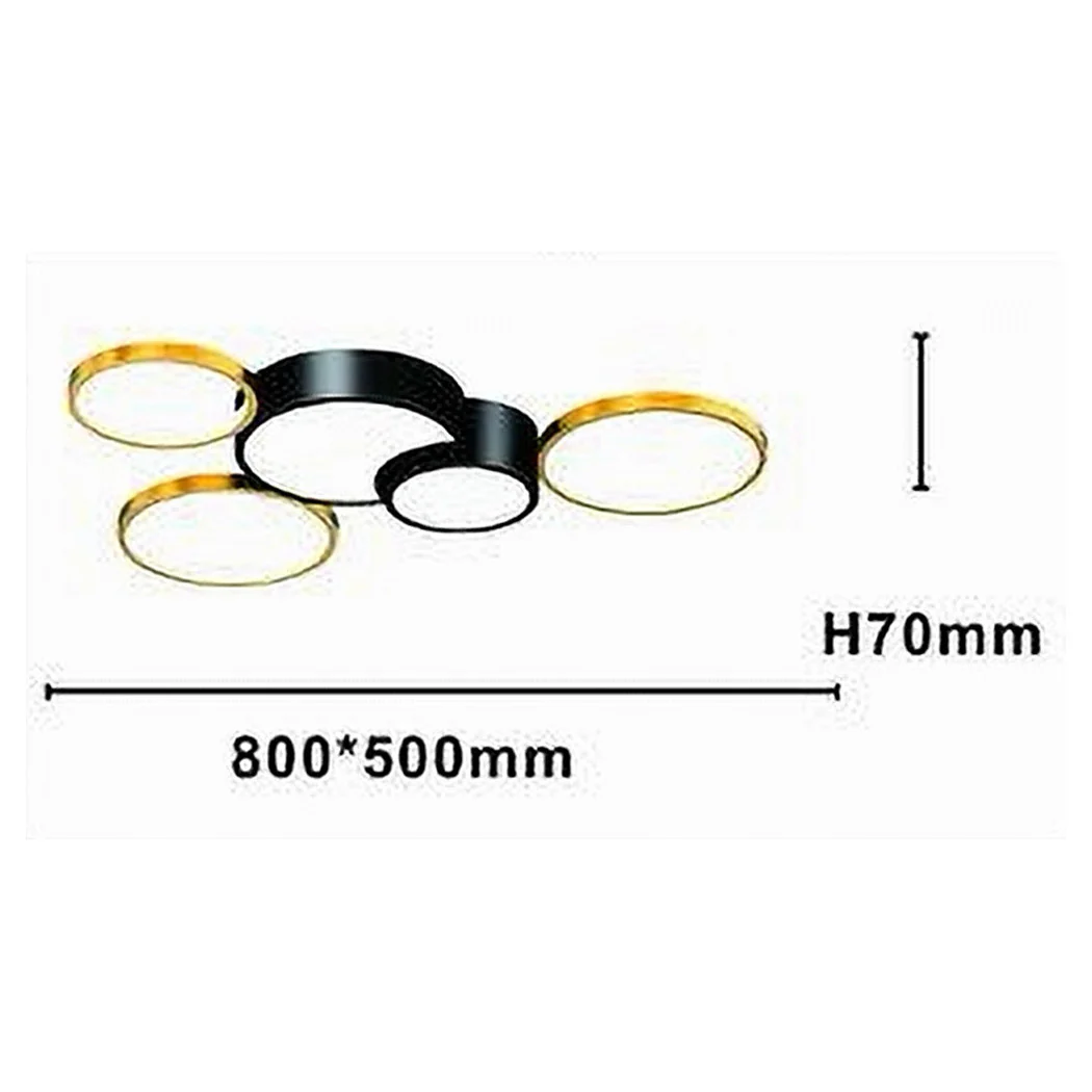 LED 48W Techo LED 5 círculos Negro Oro Moderno Lámpara de techo 6500k 71022