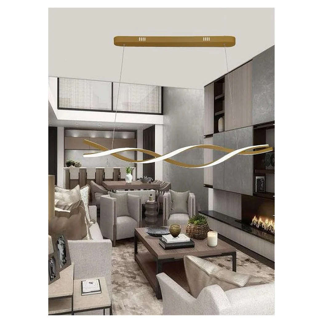 Luz colgante araña 3000K-6500K LED 48W Oro Espiral Horizontal Vortex 01110