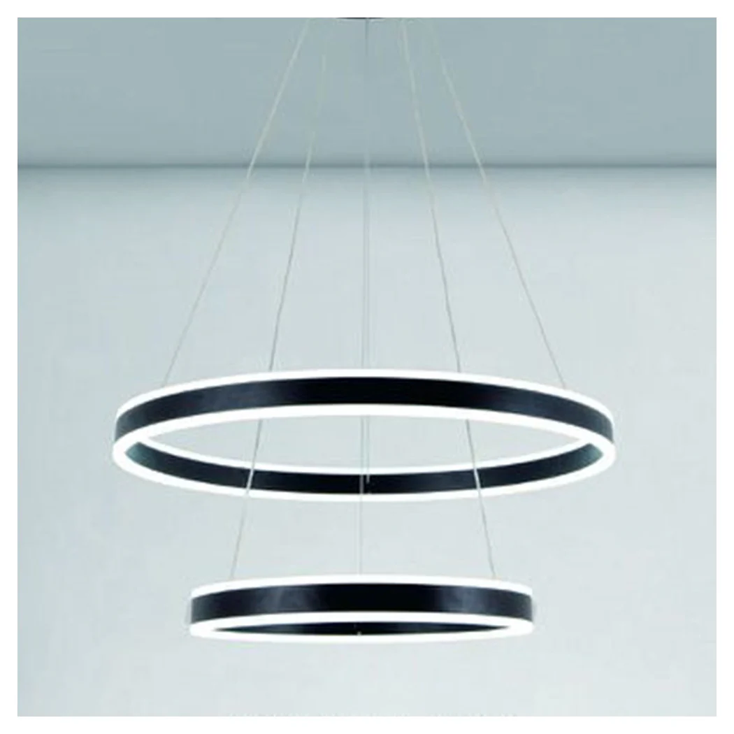 Chandelier LED moderno LED Doble círculo negro 58W con control remoto 31876
