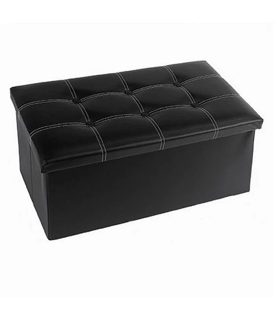 Puff Puff Puf Pufd Acabado Contenedor de almacenamiento Negro Asiento negro 76x38x35 cm 79431