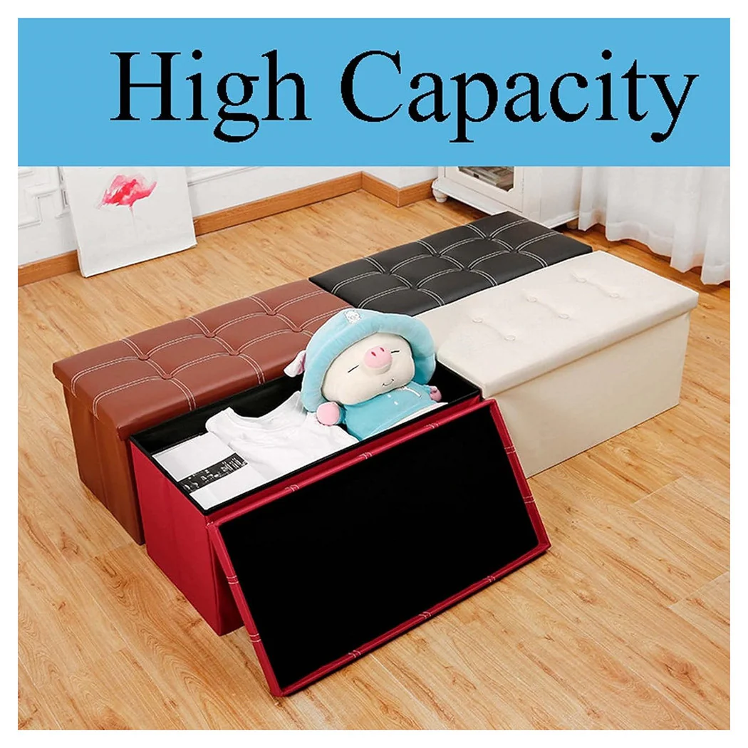 Taburete de reposapiés de contenedor rectangular POUF para zapatos de juguete rojo