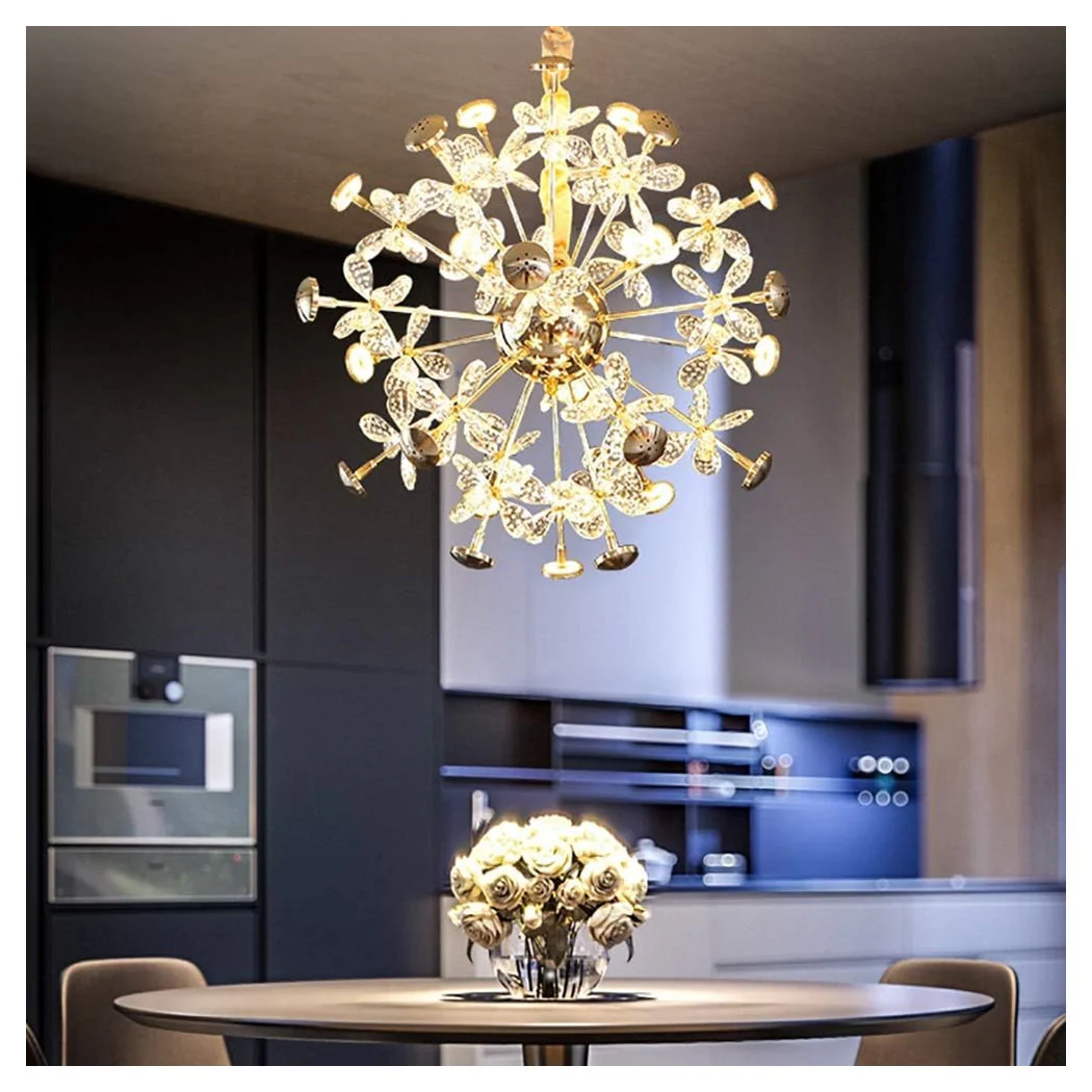 Araña circular creativa con lámpara de iluminación de cristal pétalo 92075