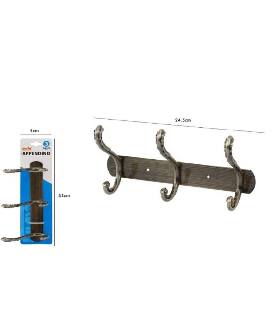Percha con 3 ganchos para colgar Toalla de toalla 3 plazas Casa cromada 59762