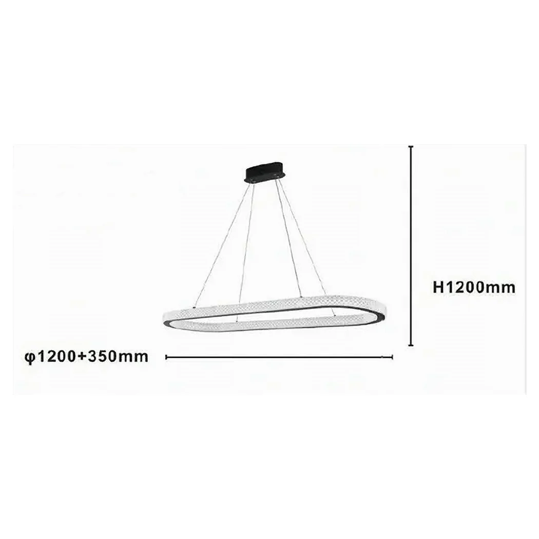 LÁMPARA COLGANTE LED 92W LÁMPARA OVALADA HORIZONTAL CRISTAL NEGRO 31999