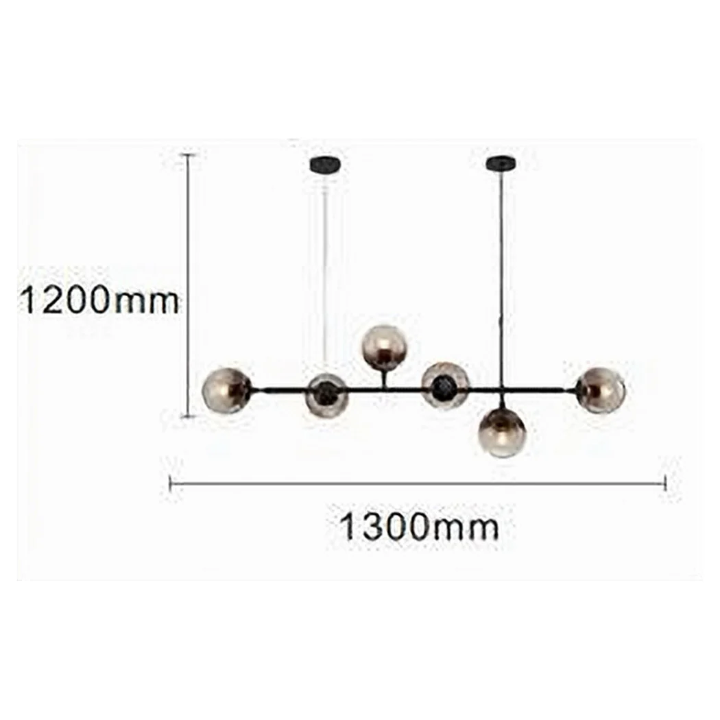 Araña de suspensión 6 bolas E27 Ataque en Lámpara de metal negro de vidrio 71669