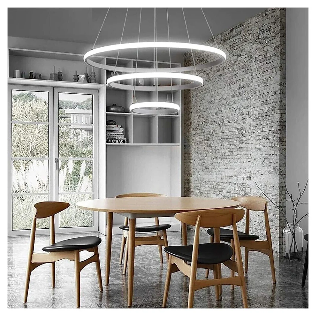 LÁMPARA DE SUSPENSIÓN LED 72W 3 ANILLOS REDONDOS LUZ BLANCA 4000K 50255