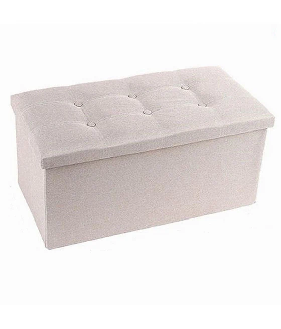 Pouff Puff Puf Pouf Contenedor Acolchado de almacenamiento Acolchado Sentado Beige 76x38x35cm 79425