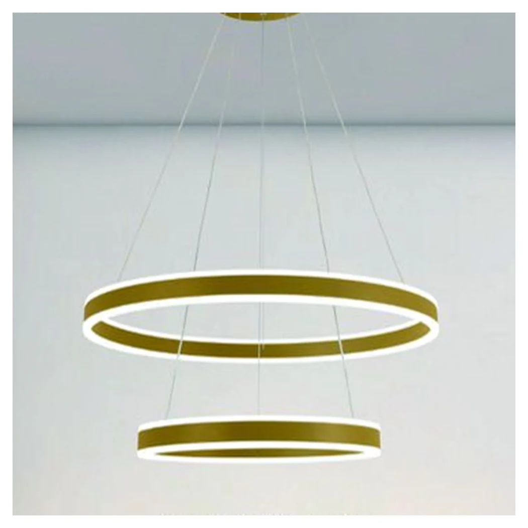 Moderno LED suspensión Chandelier Double Circle Gold 58W con control remoto 31883
