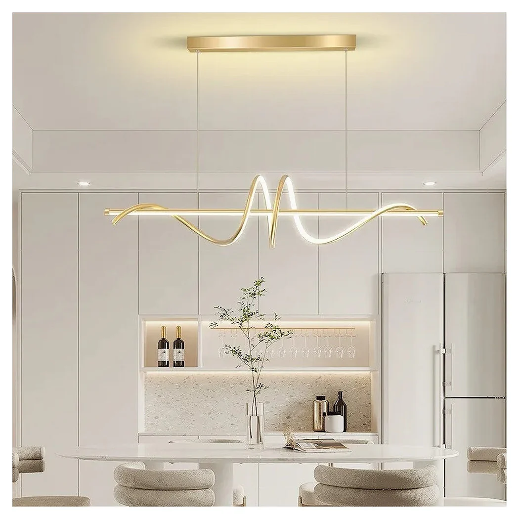 Araña de suspensión LED 65W Oro Espiral ondulado Luz ondulada 4000K Horizontal Vortex 3246