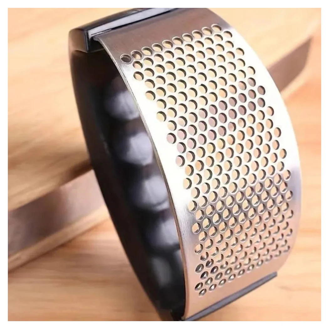 Aplastar los premios de ajo en acero satinado con asa ergonómica antideslizante