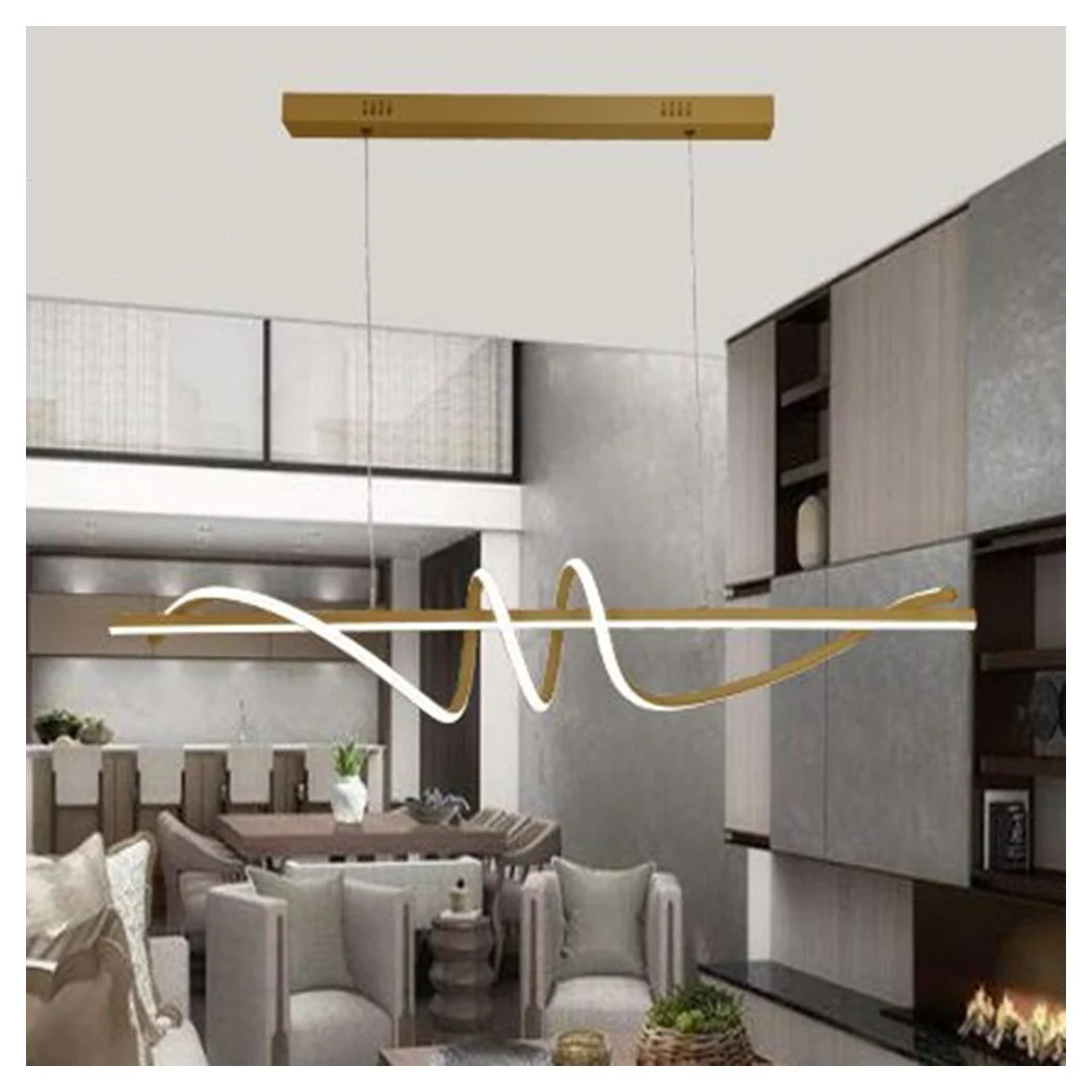 LED Lámpara suspendida 65W oro ondulado espiral horizontal luz de vórtice 3000k-6500k 01158
