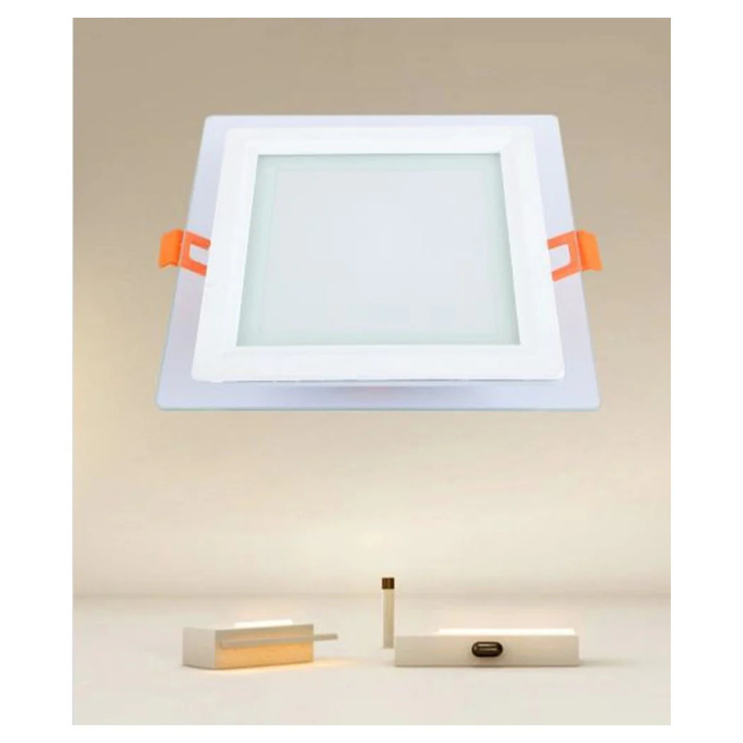 LED PANNEL INCASSO LUCE 3000K-6500K 12W QUADRATO AM-CS-12 CON BORD TRANSPARENT 00687