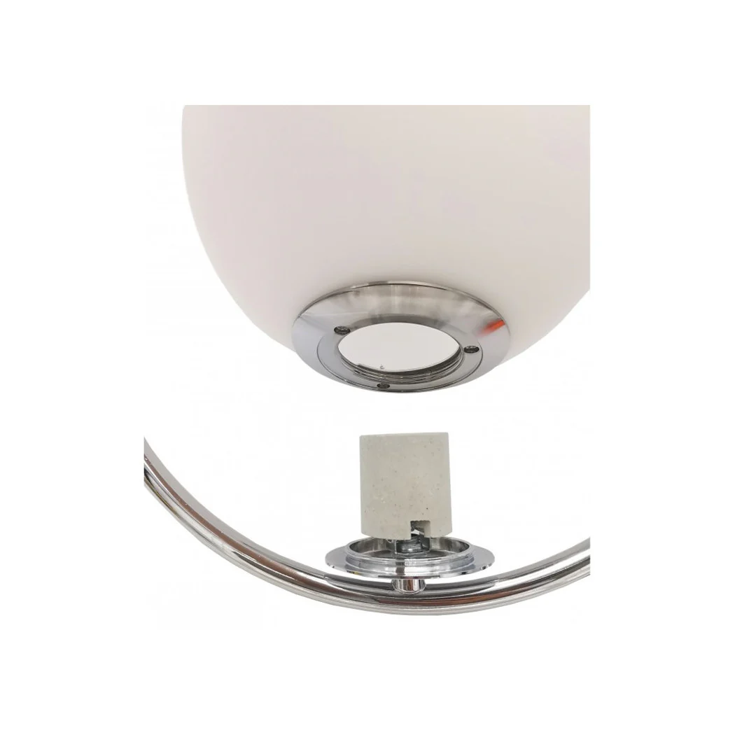 Colgante Chandelier Metal Circle Sphere Blanco Ataque de vidrio E27 Silver 33467