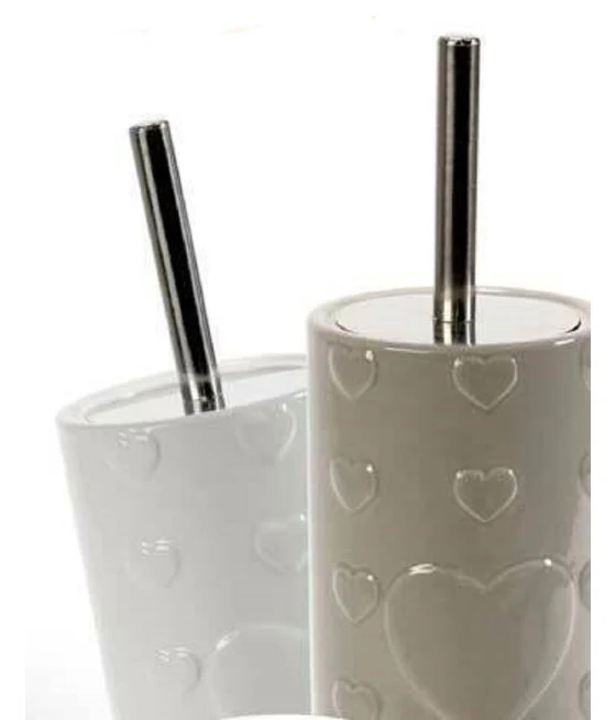 Soporte de cepillo de cuero blanco con aseo de inodoro accesorio de baño elegante 87789