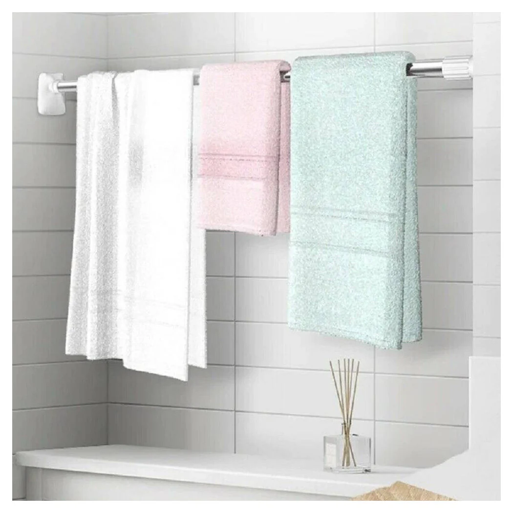 Barra telescópica de cortina de ducha de palillo 70-120cm de aluminio Piernas blancas 59796