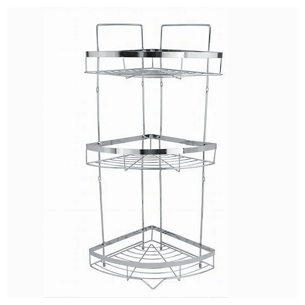 Estante de esquina cromado para 3-Sheld Ducha Plane Organizer para baño 59257