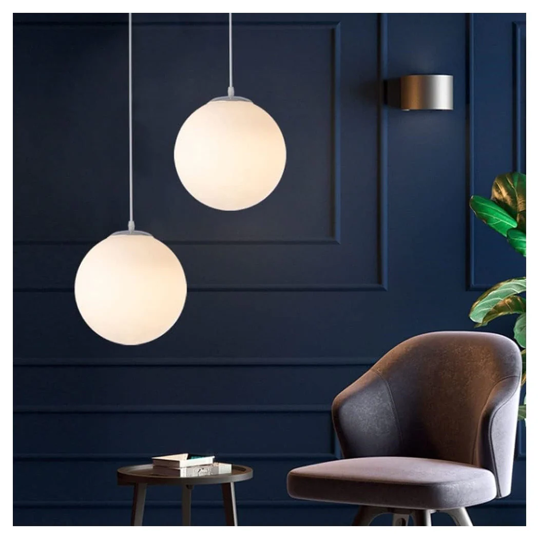 Araña colgante de plata con ataque de esfera de vidrio blanco E27 Minimal 33511