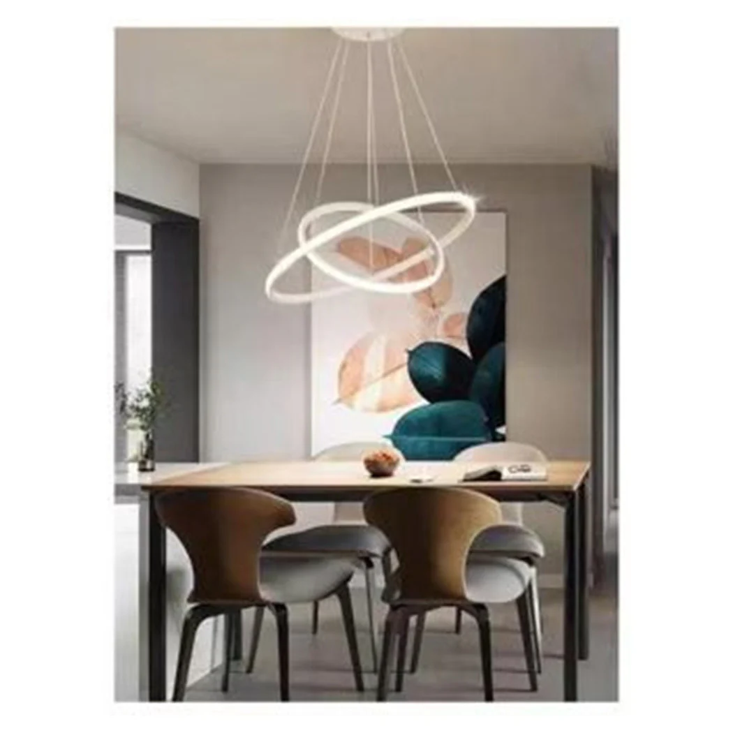 Araña colgante LED 60W 2 llantas anillos colgantes redondos luz blanca 6500k 50286