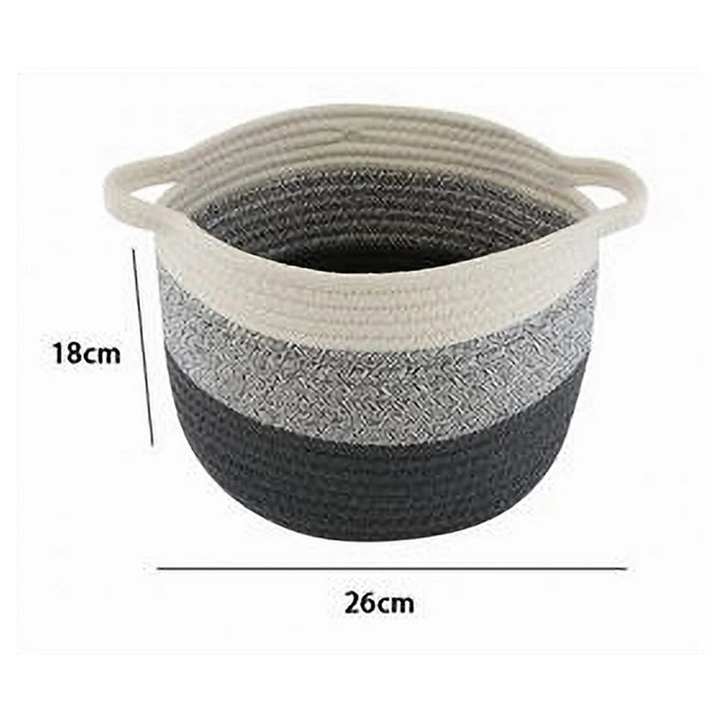 Cesta Cesta en Cuerda Tejida Puerta trenzada Objetos Ronda 26x18 cm 10650