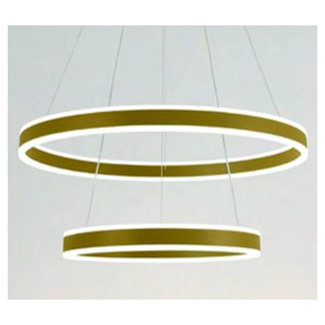 Moderno LED suspensión Chandelier Double Circle Gold 58W con control remoto 31883