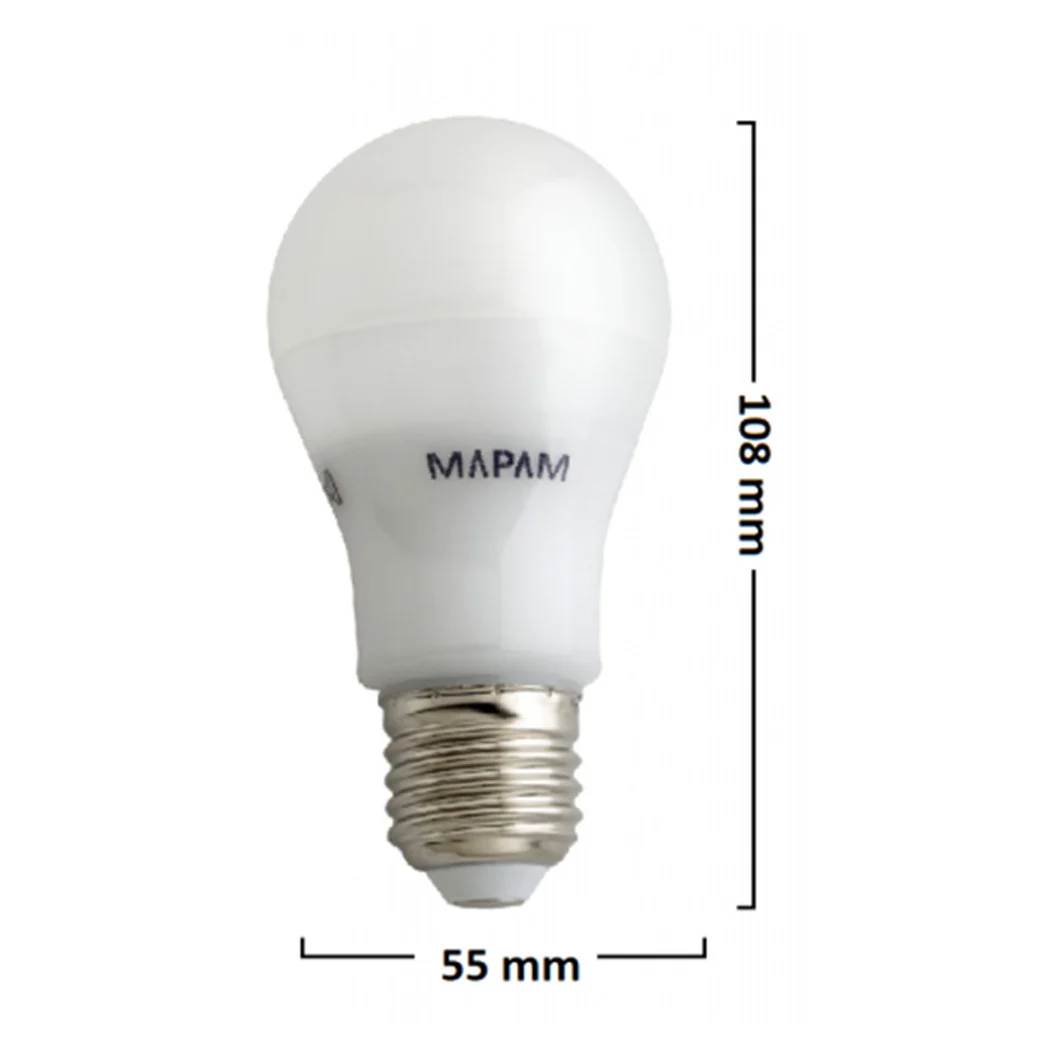 LAMPADINA LED ATTACCO E27 BULBO A55 7W GLOBO LUCE FREDDA 6500K ALTA QUALIDAD 00067