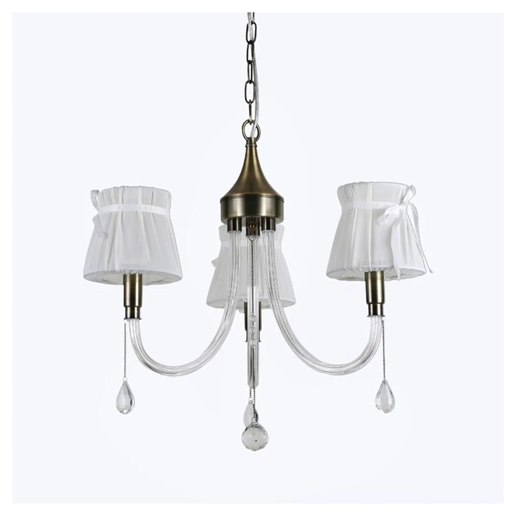 Lámpara de techo Colgante de araña de bronce blanco clásico de 3 brazo 92402