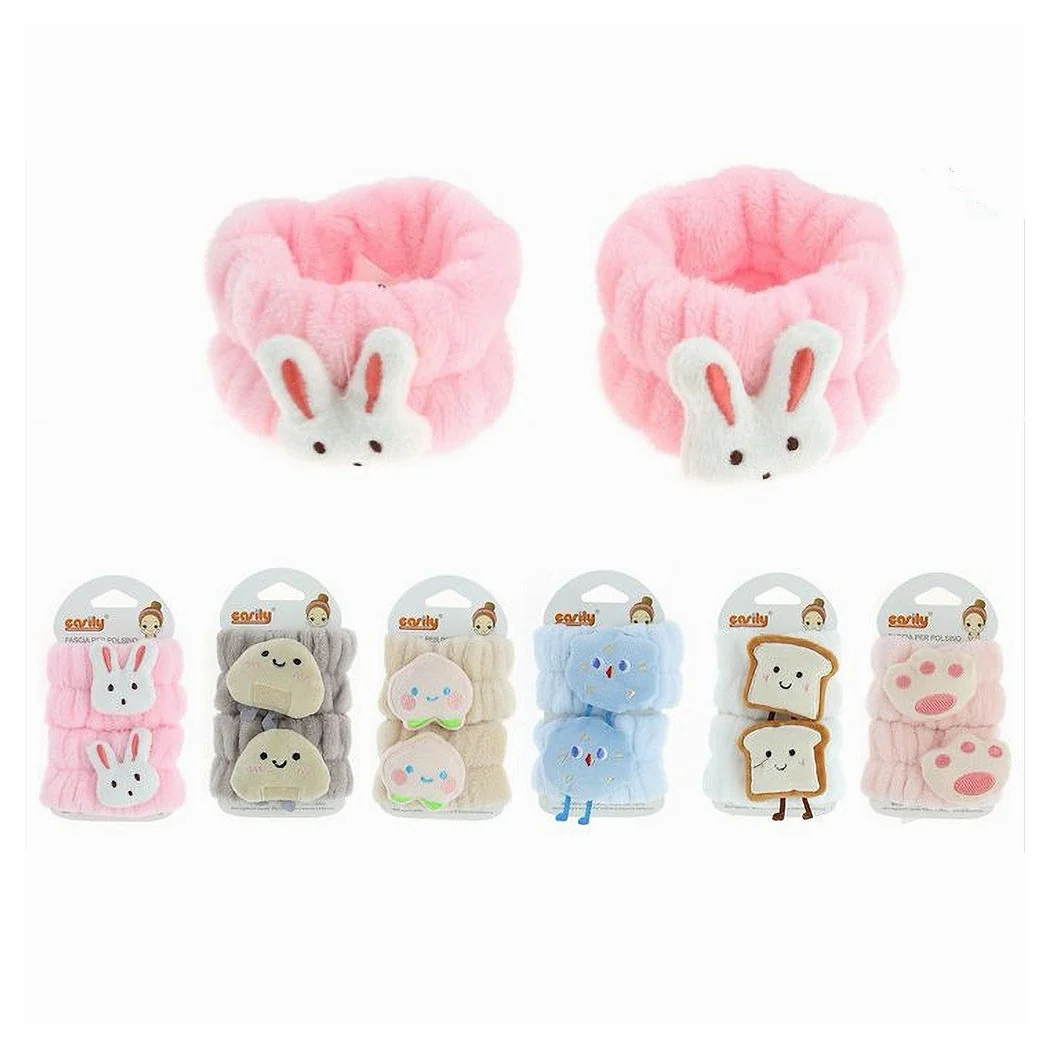 Set 2pcs pulsera puño limpieza cara diseño varias modelos 6 colores 10756