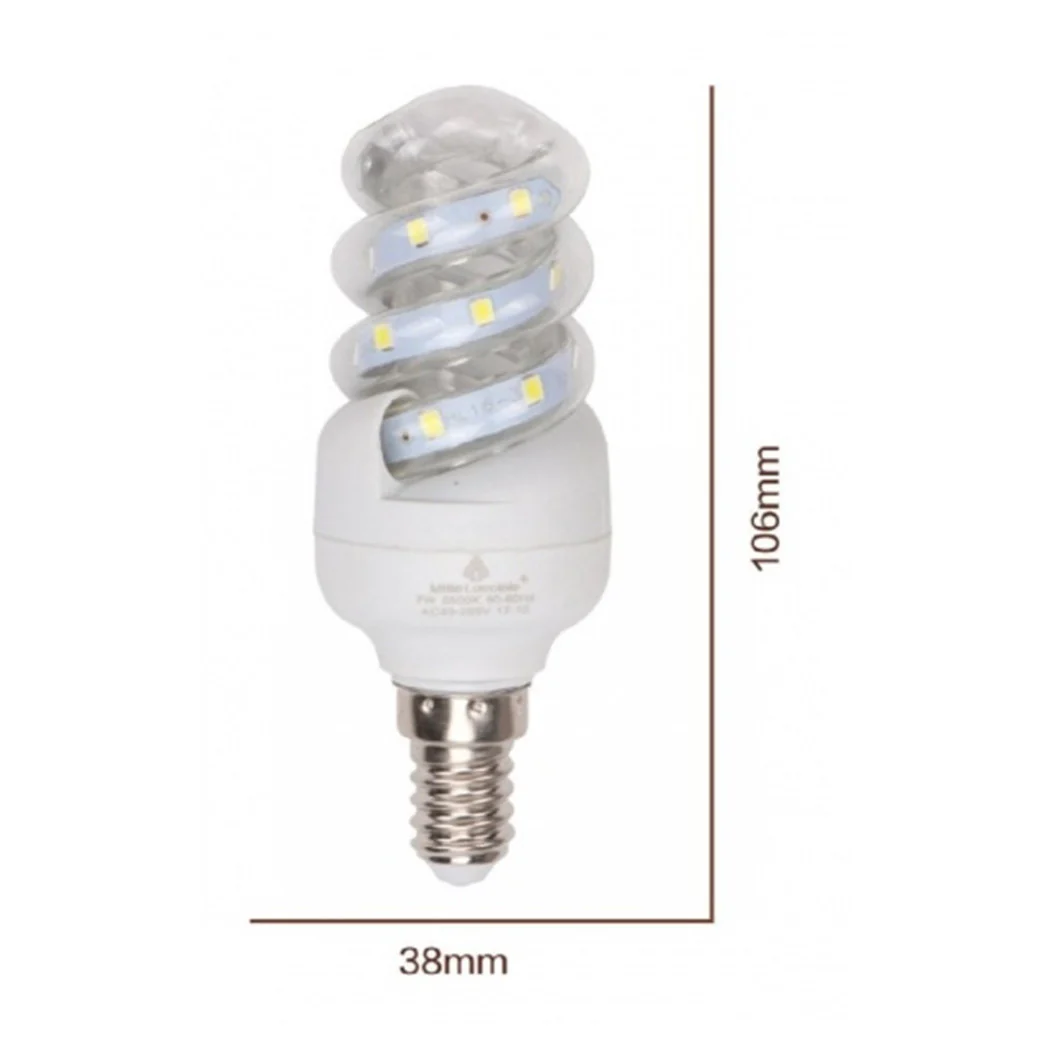 Bombilla LED 7W E14 665LM Luz de espiral 3000K Natural 4000k Frío 6500k