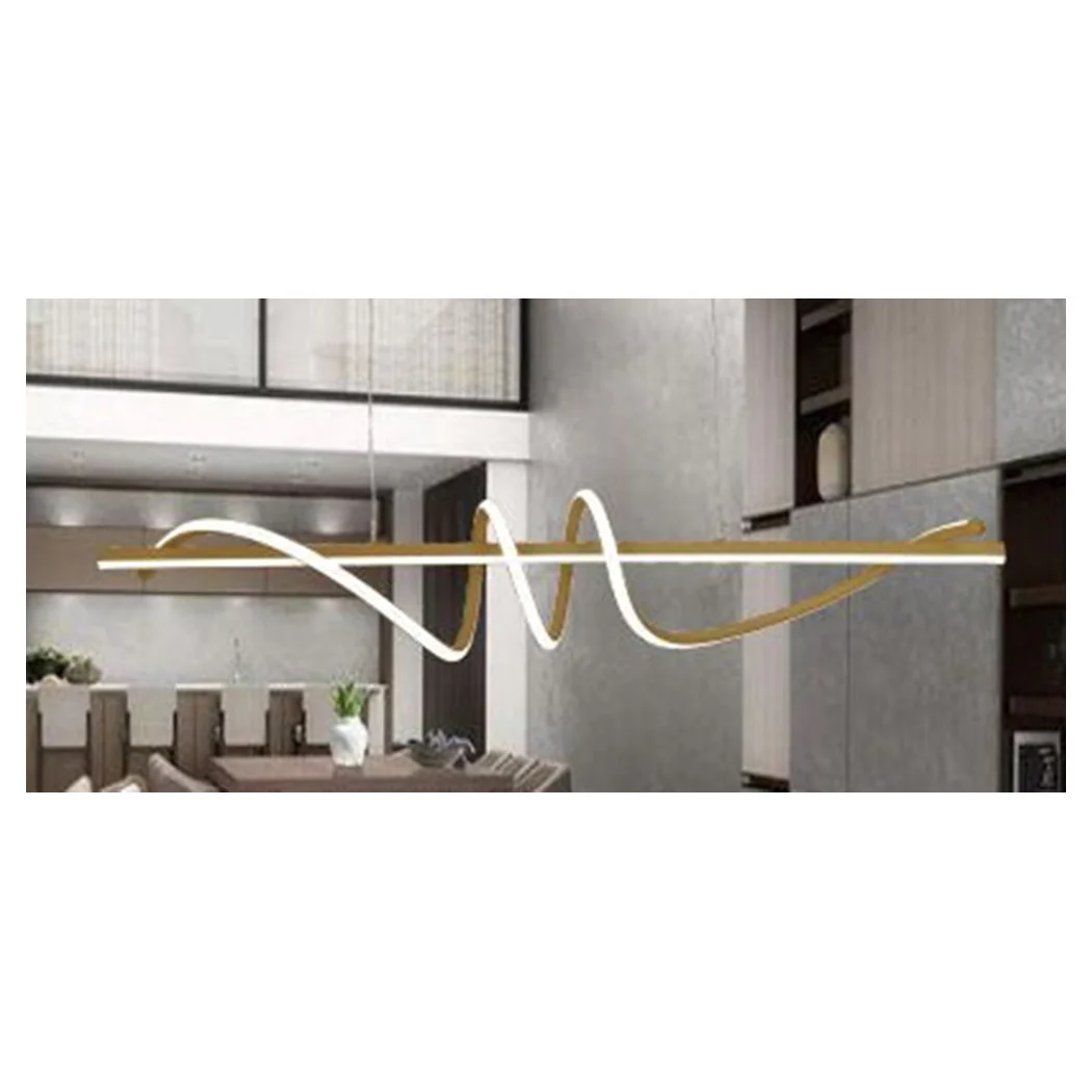 LED Lámpara suspendida 65W oro ondulado espiral horizontal luz de vórtice 3000k-6500k 01158