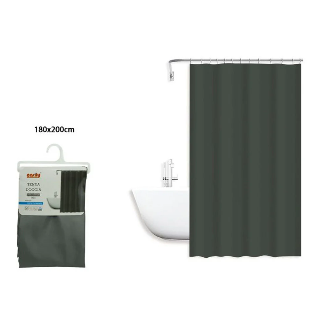 Cortina de ducha anti-soporte poliéster poliéster 180x200cm ganchos de baño gris 79861