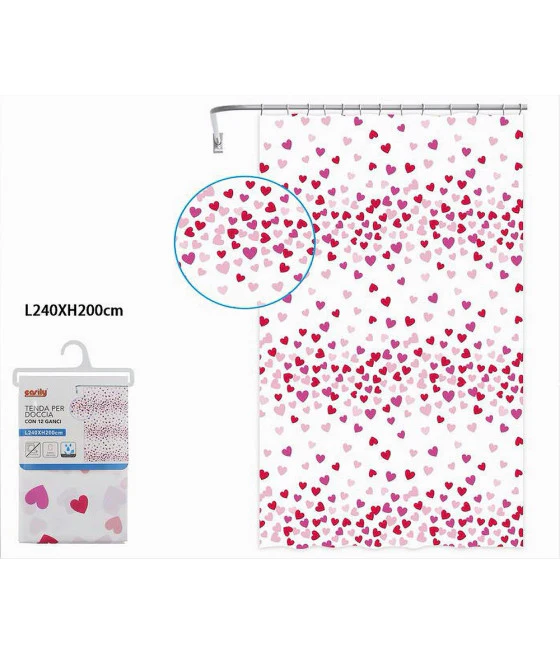 Cortina de ducha Bañera Blanca Galaxia 180 x 200 cm con 12 anillos 87585