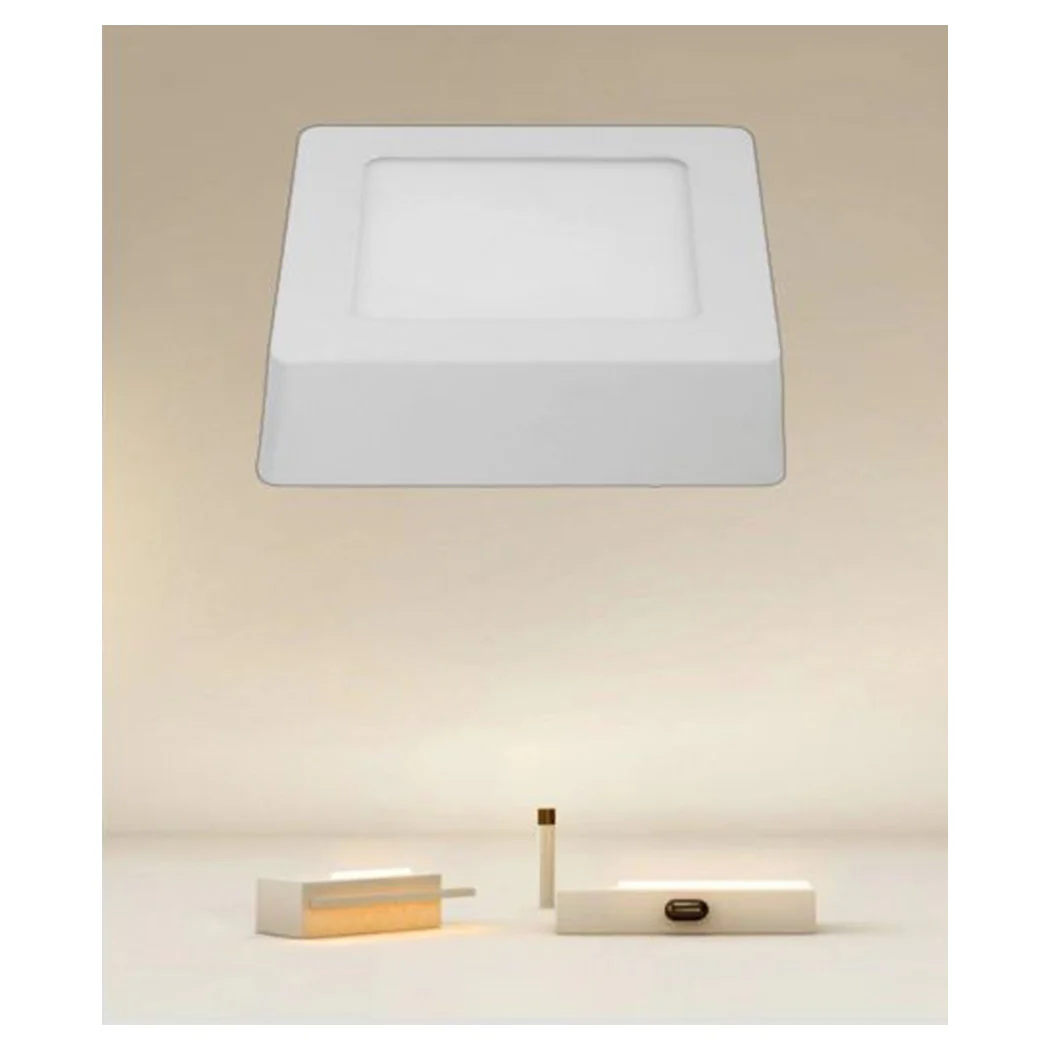 PLAFONIERA LED DA SOFFITT 6W LUCE 3000K-6500K PARETE QUADRATO CON INTERRUTTOR 00168