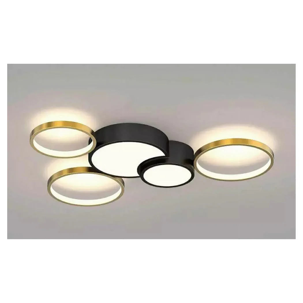 LED 48W Techo LED 5 círculos Negro Oro Moderno Lámpara de techo 4000K 70999