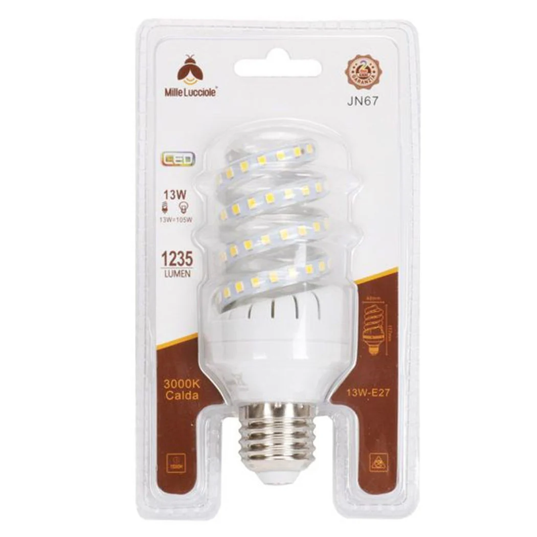 Bombilla LED E27 13 vatios 1235LM Tortiglione Vortex Spiral Luz natural Caliente