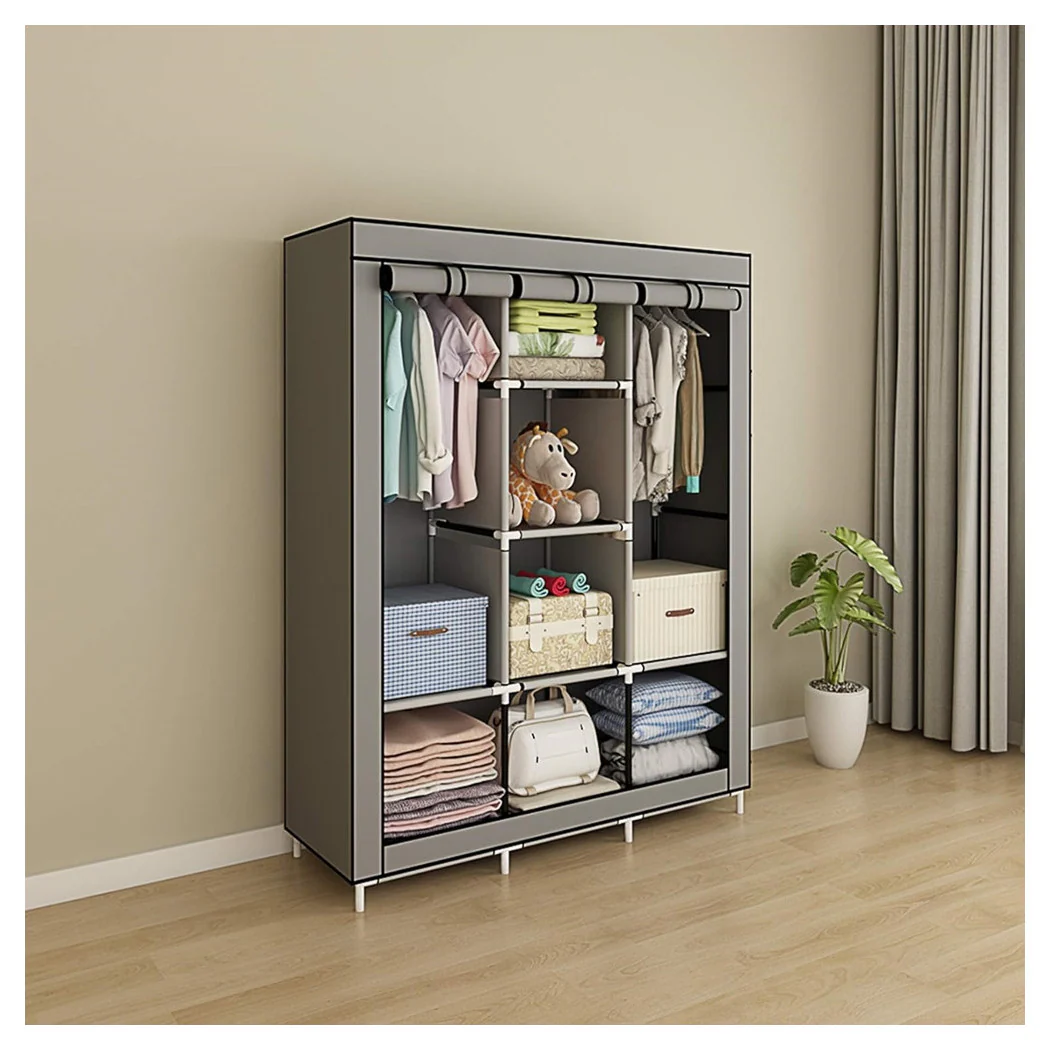 Ropa organizadora del gabinete en lienzo con 2 binarios SUBASTADORES SUSPENDIDOS 6 estantes