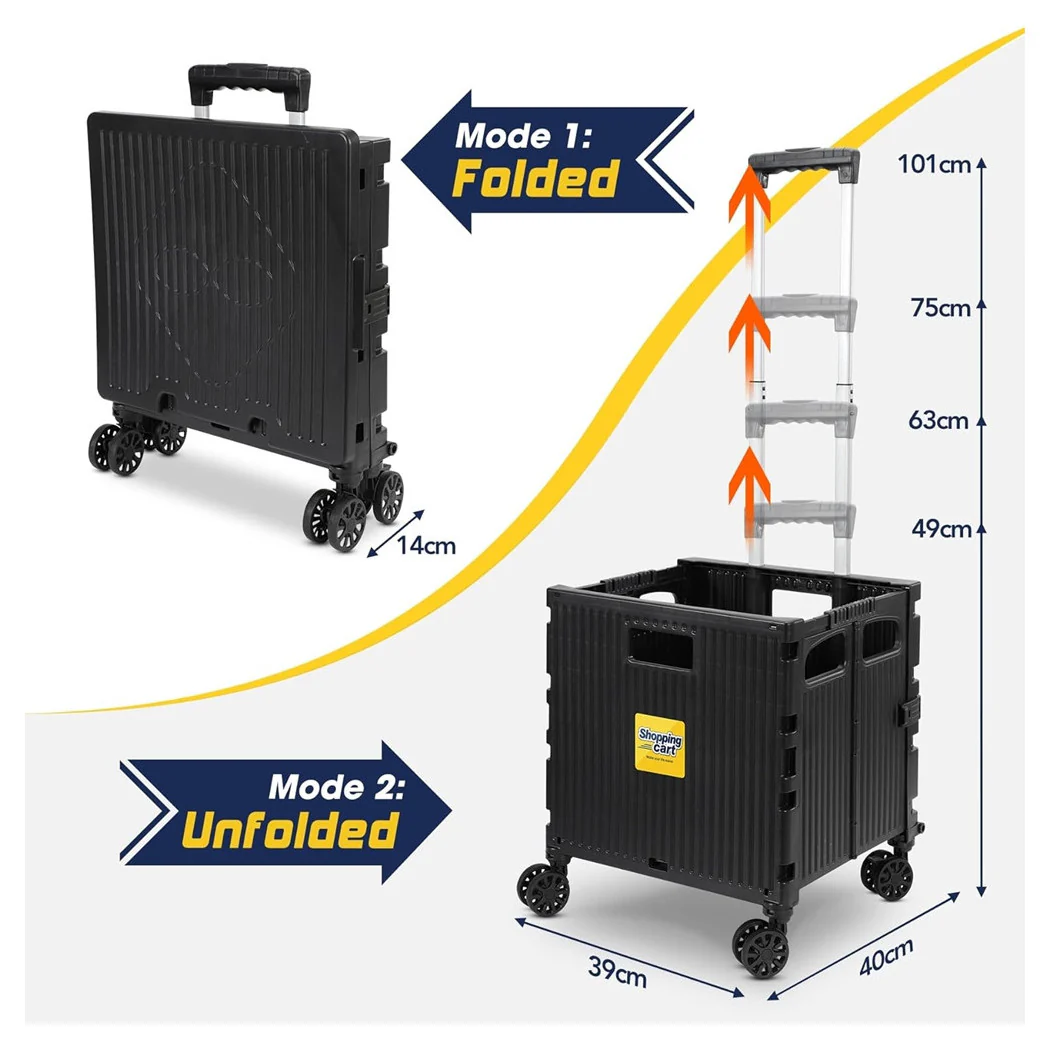 Carrito de compras multiusos Giras giratorias de gran capacidad plegable con freno