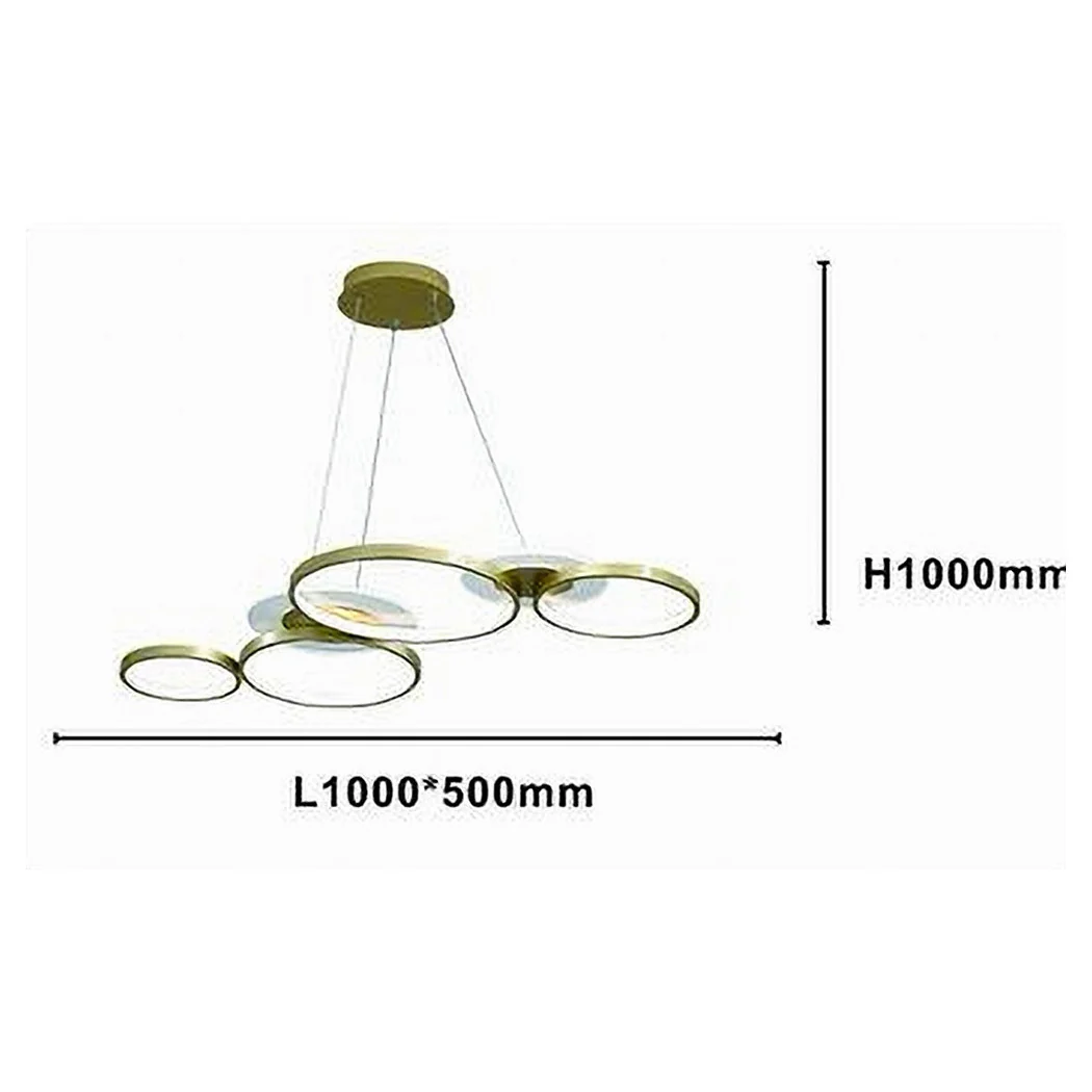 65W Oro LED Suspensión Araña 6 Anillos brillantes modernos con control remoto 71422