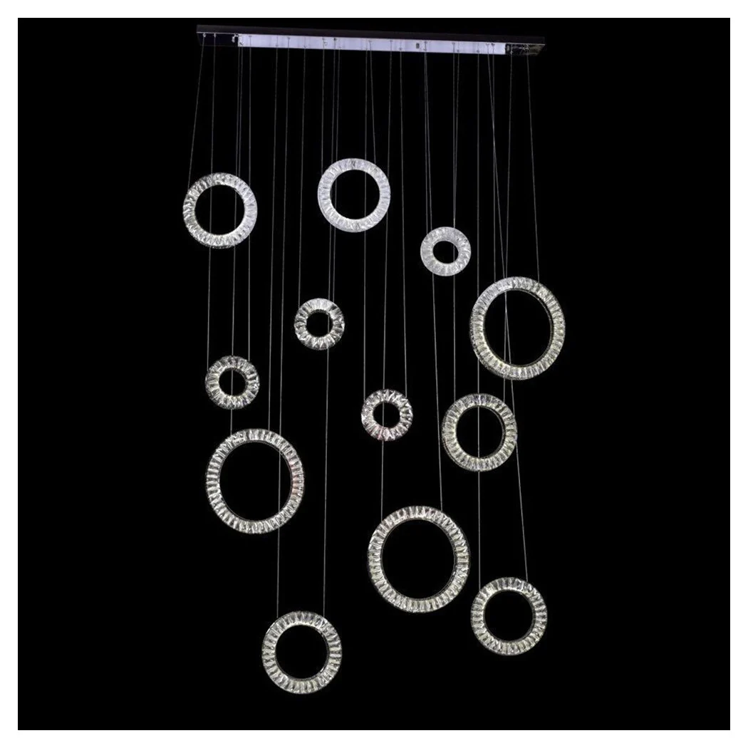 Araña de suspensión con anillos alternados en Crystal 420 W Light 4000k 01917