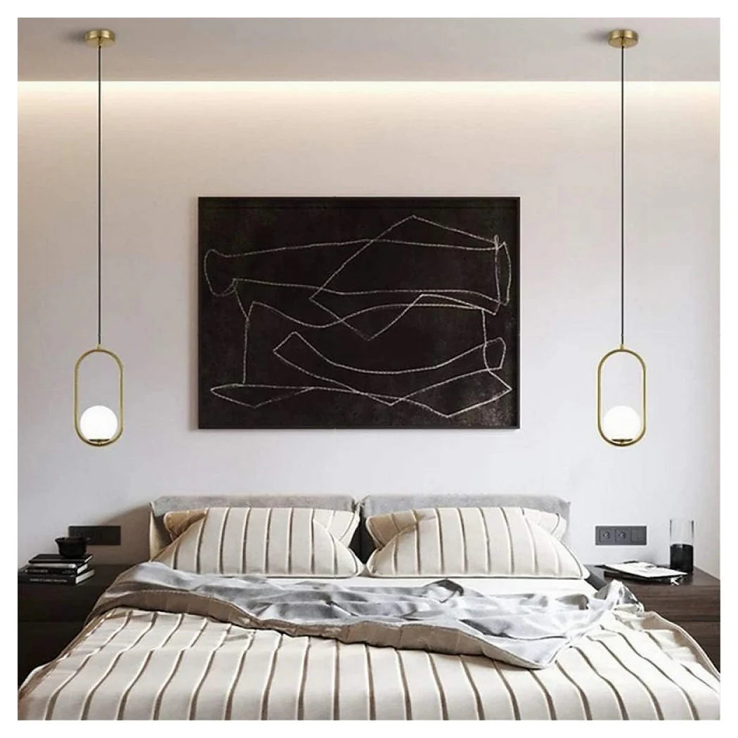 Lámpara de suspensión de oro ovalada con bola de vidrio E27 Minimal Minimal 32835