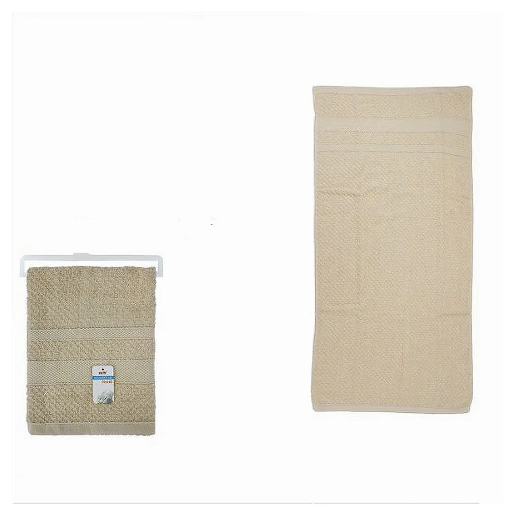 Toalla de baño Tela de algodón suave 70 x 140 cm 410gr color beige 79495