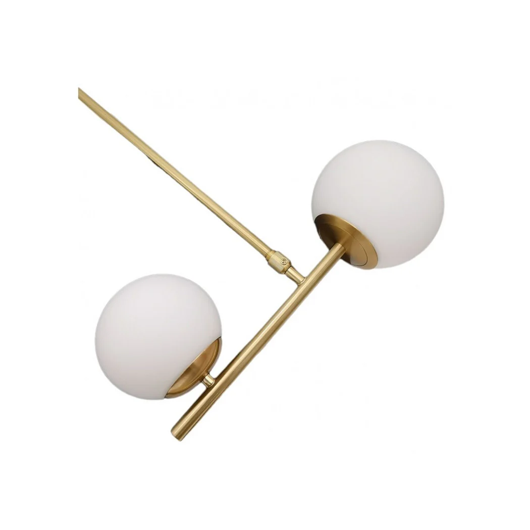Chandelier de suspensión de oro con 2 bolas de vidrio blanco mate Attack G9 E27 33481