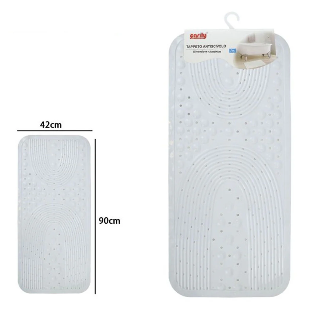 Alfombra antideslizante para bañera ducha blanca 42x90 cm rectangular 87553
