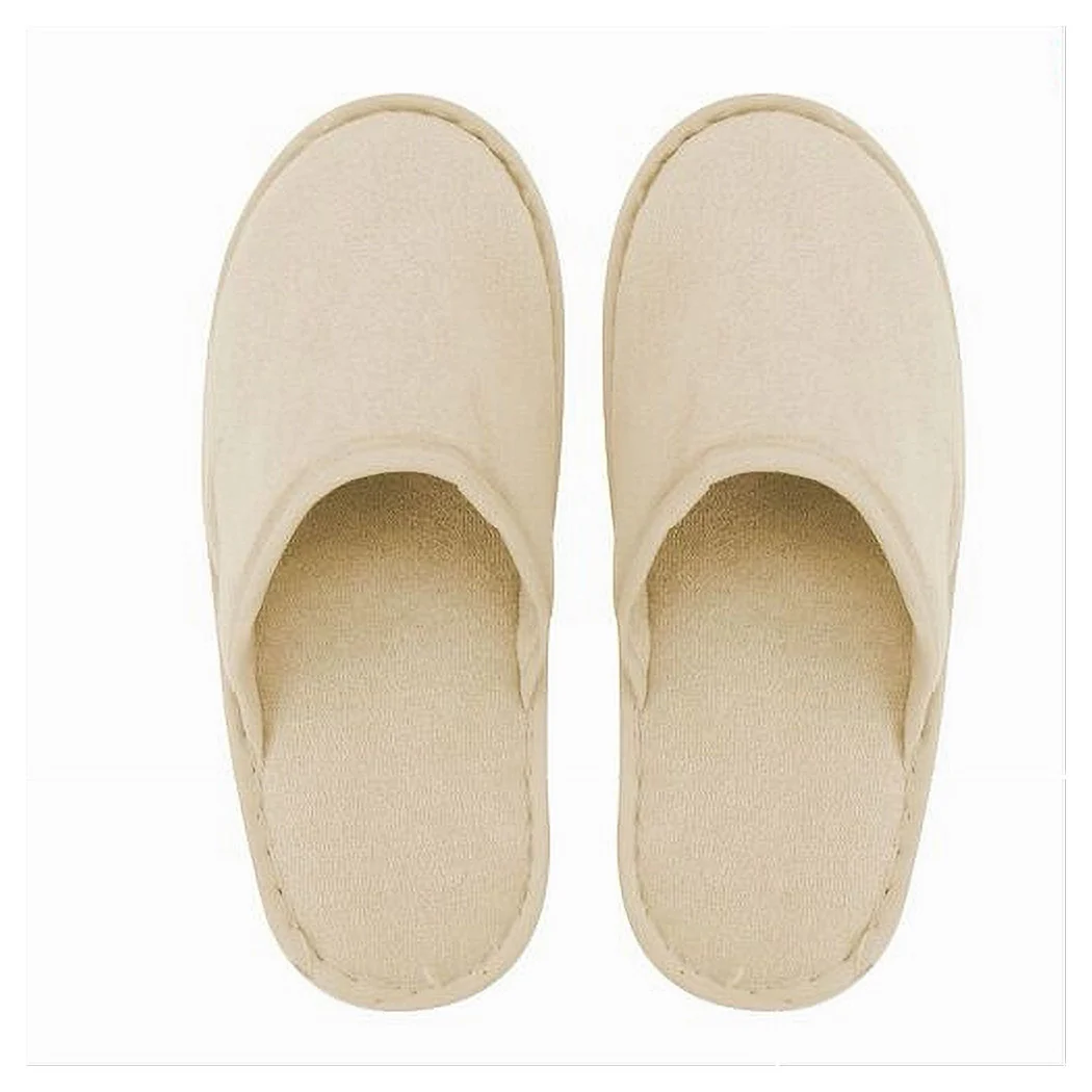 Pareja zapatillas zapatillas baño cerrado beige tela tamaño 39-45 habitación 79693